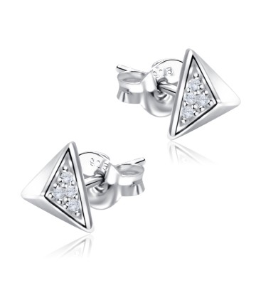Triangular Prism Shaped With CZ Stone Silver Ear Stud STS-5530